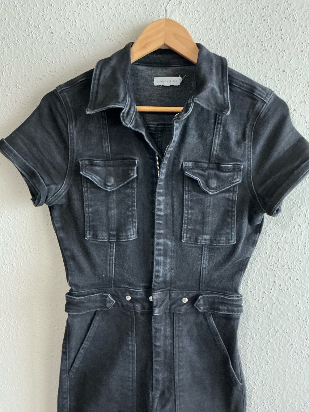 Good American Fit For Success Black Denim Utility Jumpsuit Women’s SZ 2 - Picture 3 of 11